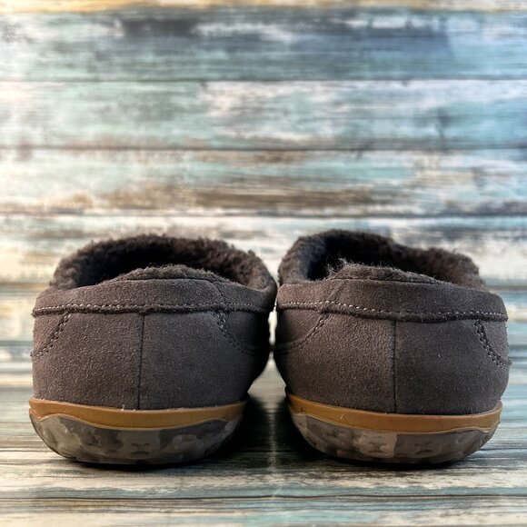 LL Bean Mountain Slippers Mens 11 Stain Resistant Gray Suede Fleece Lined Scuffs main image 7